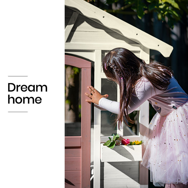 ROVO KIDS Cubby House, Wooden Outdoor DIY Timber Cottage Style Playhouse, for Children