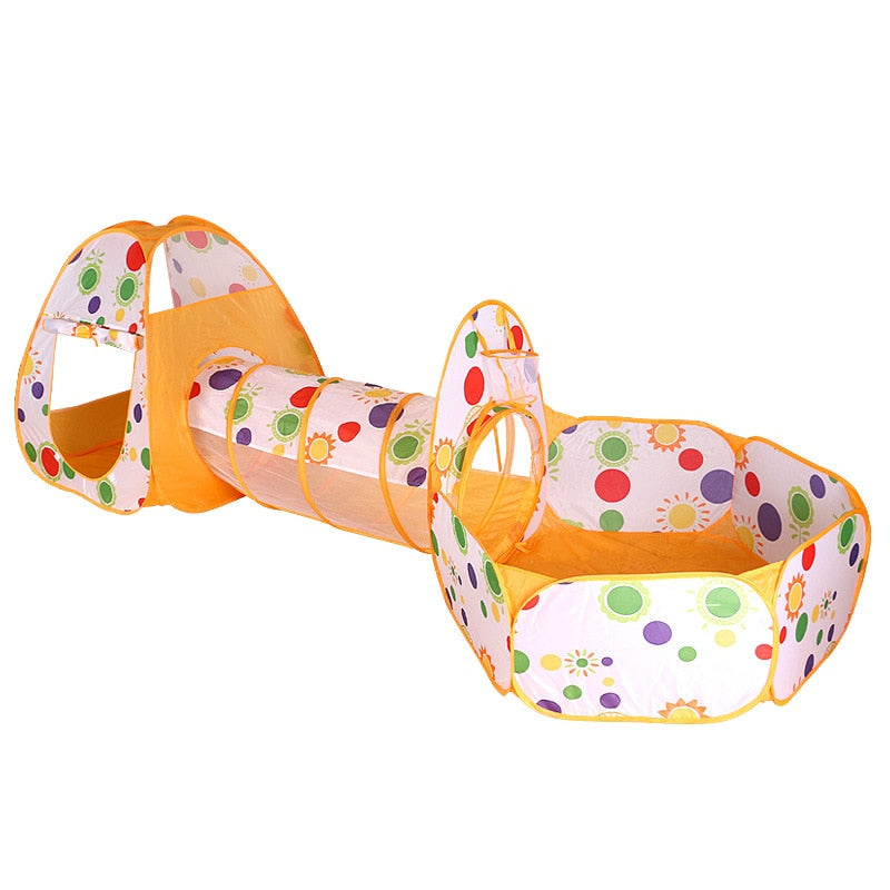 3-in-1 Kids Tent with Ball Pit and Crawling Tunnel