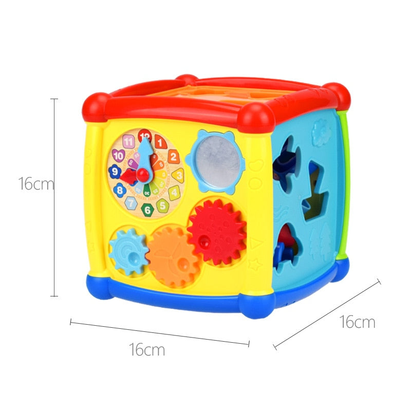 Musical Geometric Cube Toy Blocks Math Montessori Clock