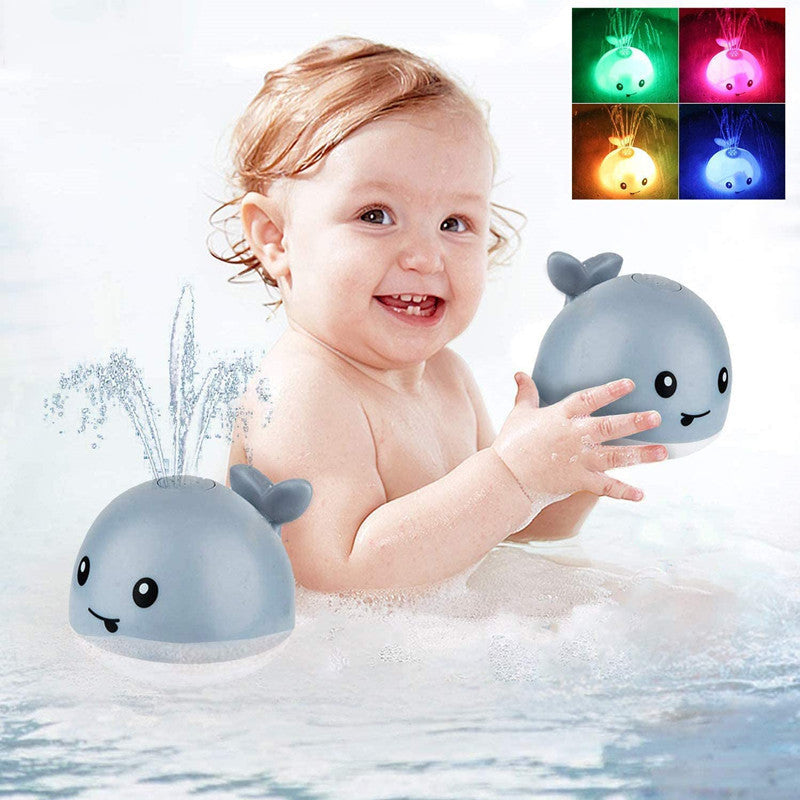 Summer Electric Induction Water Spray Whale Baby Bathroom Bath Toy With Light Music Universal Water Play Toy