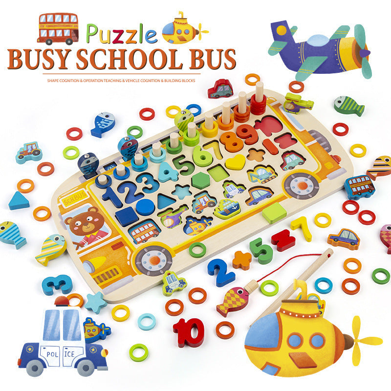 Busy School Bus Logarithmic Board Children's Educational Toys