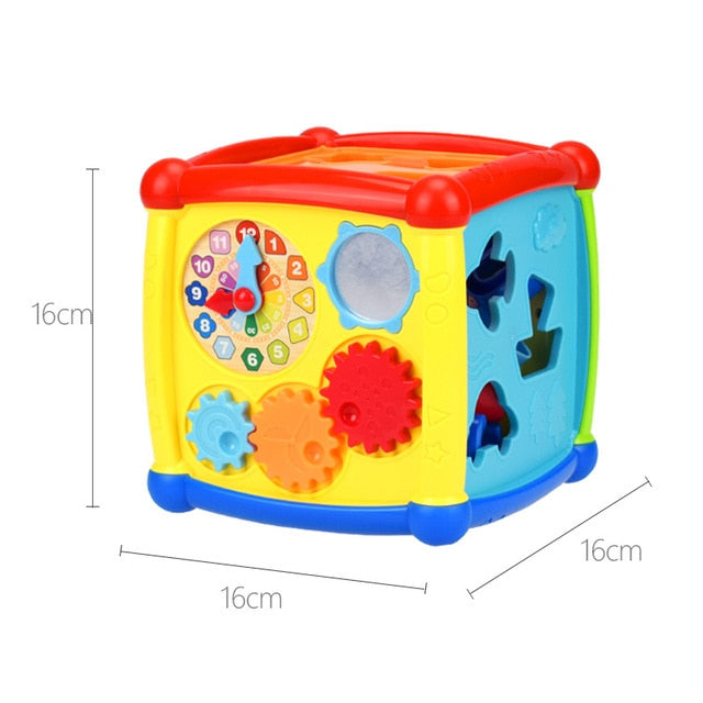 Musical Geometric Cube Toy Blocks Math Montessori Clock