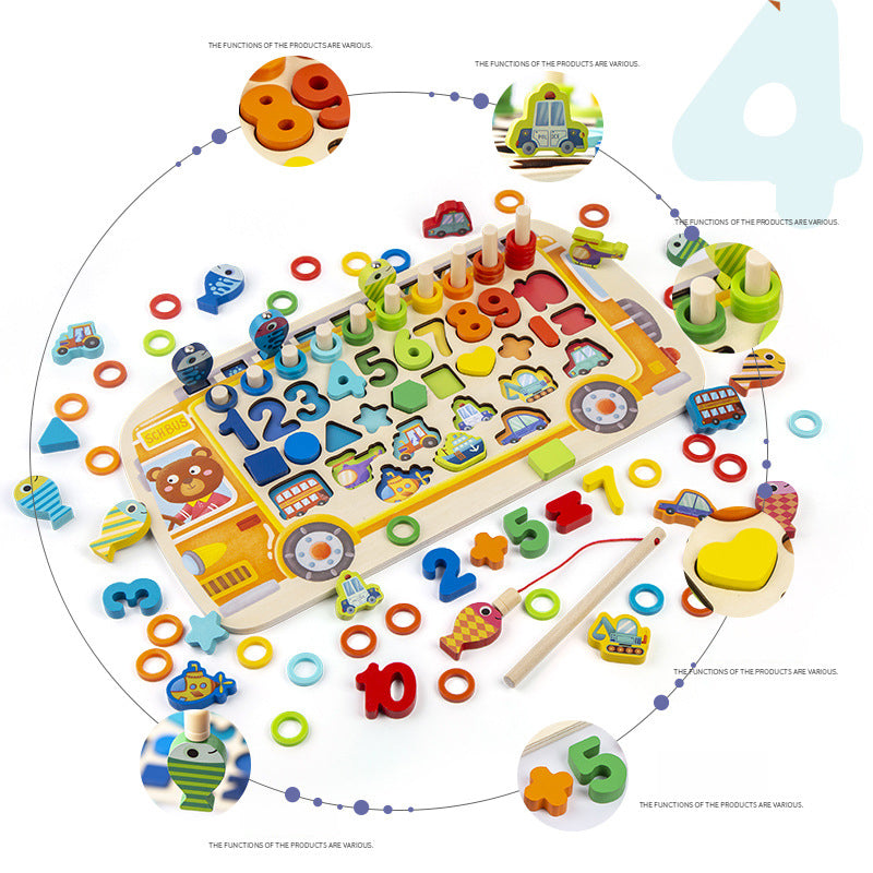 Busy School Bus Logarithmic Board Children's Educational Toys