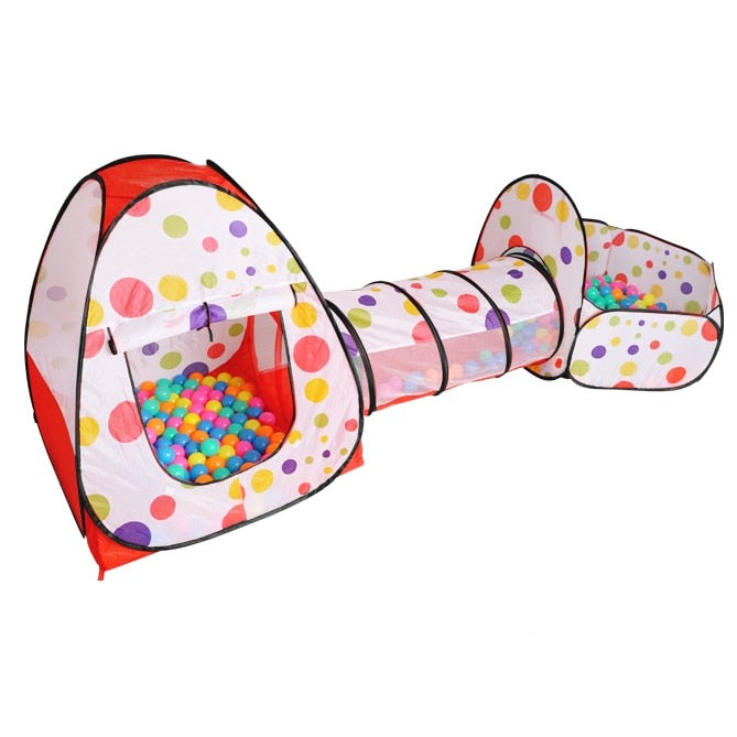 3-in-1 Kids Tent with Ball Pit and Crawling Tunnel