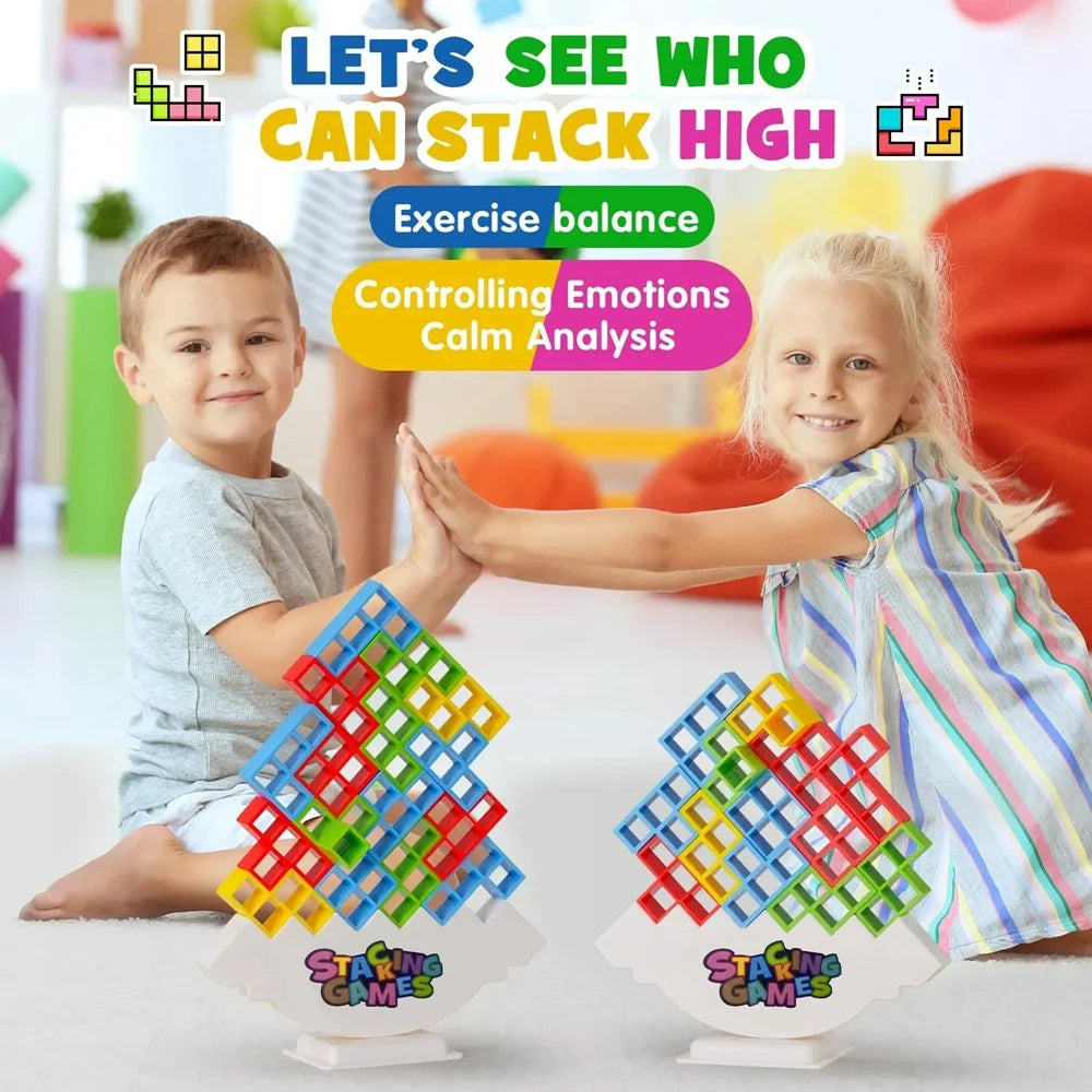 Stack, Balance & Play: Tetra Tower Building Block Game for Kids & Adults - 48 Pieces