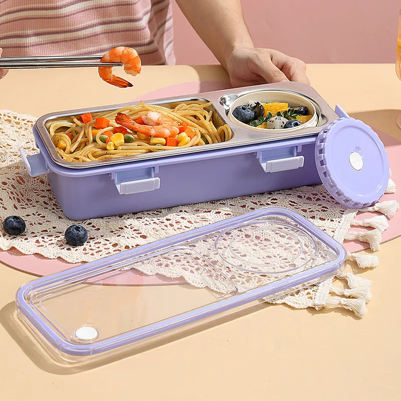 2/3 Compartment Lunch Box Stainless Steel Bento Box with Soup Bowl