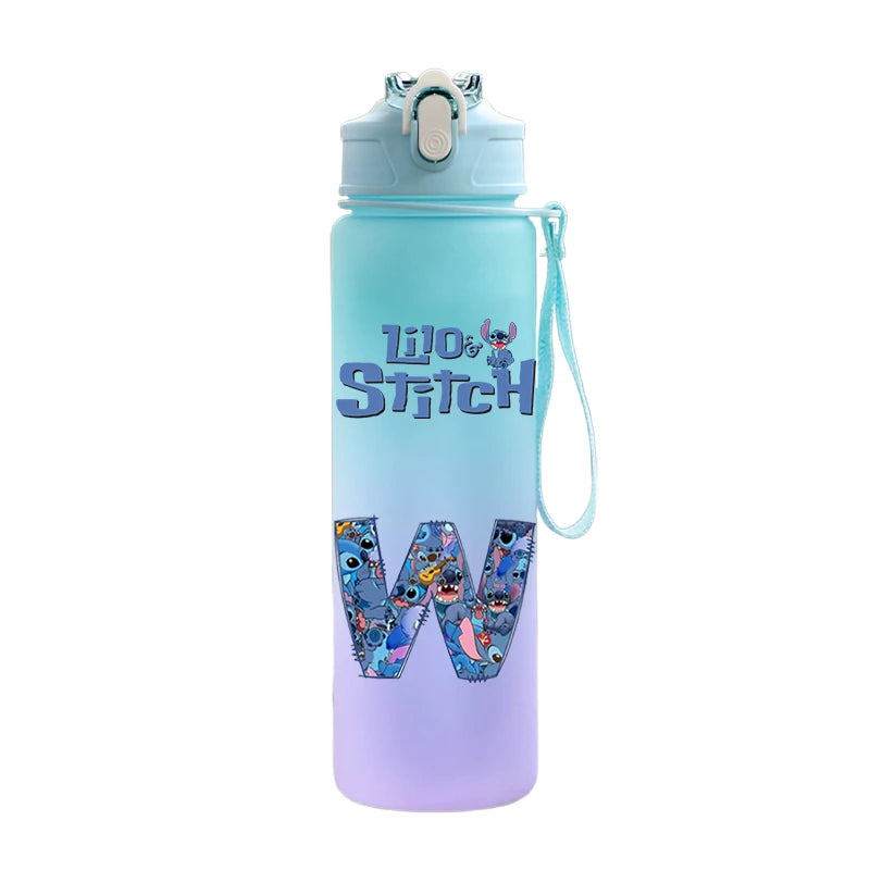 750ML Letter A-Z Print Lilo Stitch Large Capacity Water Bottle