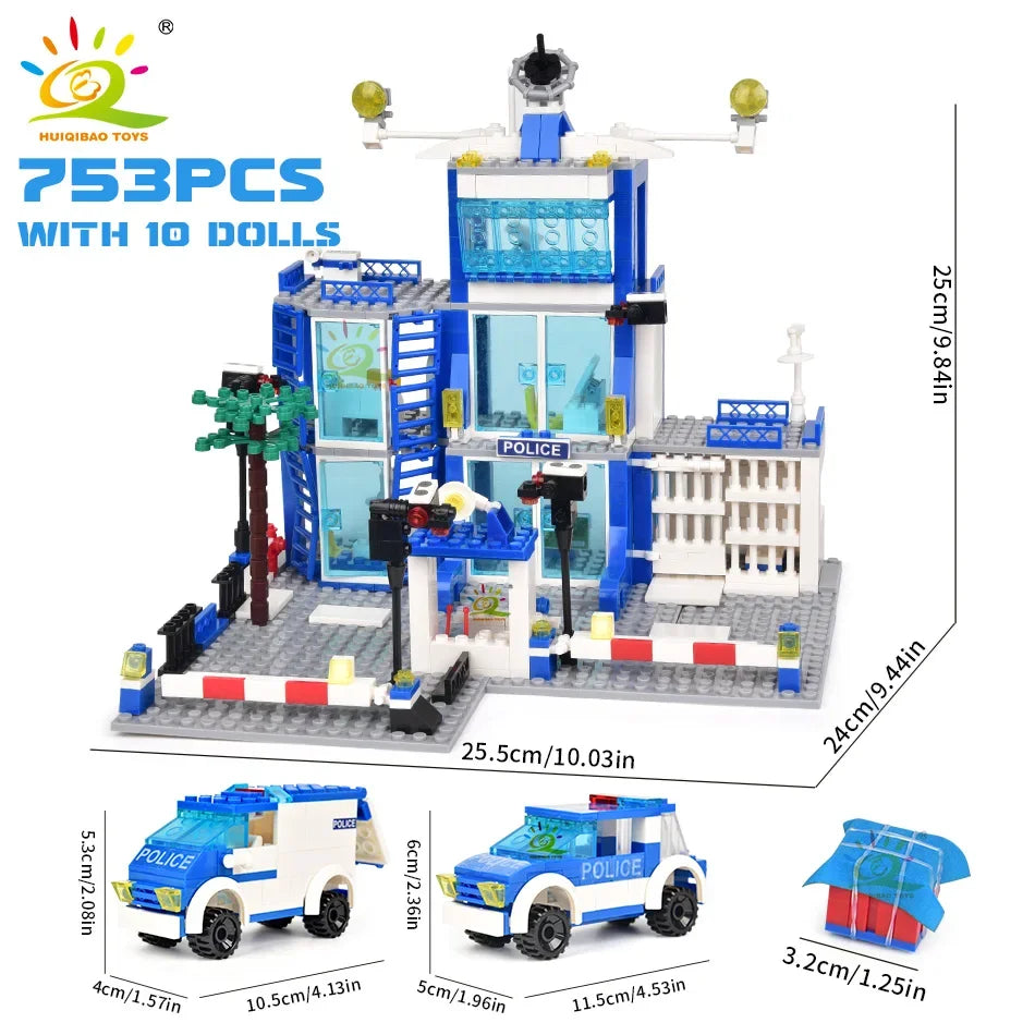 753PCS City Police Station Building Blocks Set