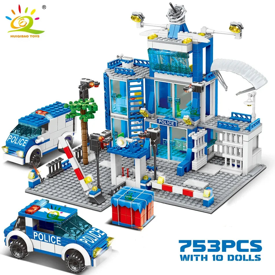 753PCS City Police Station Building Blocks Set