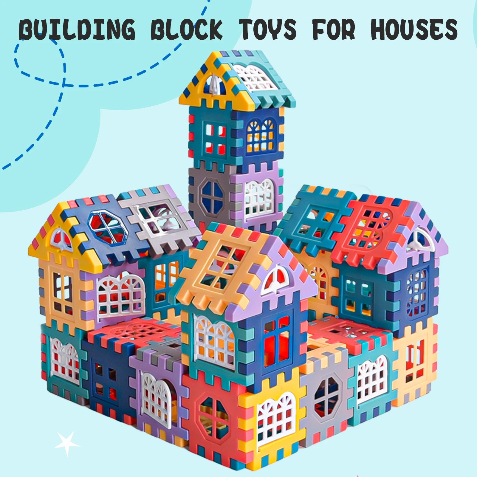House Building Blocks – Creative Construction Set with Window Design for Kids