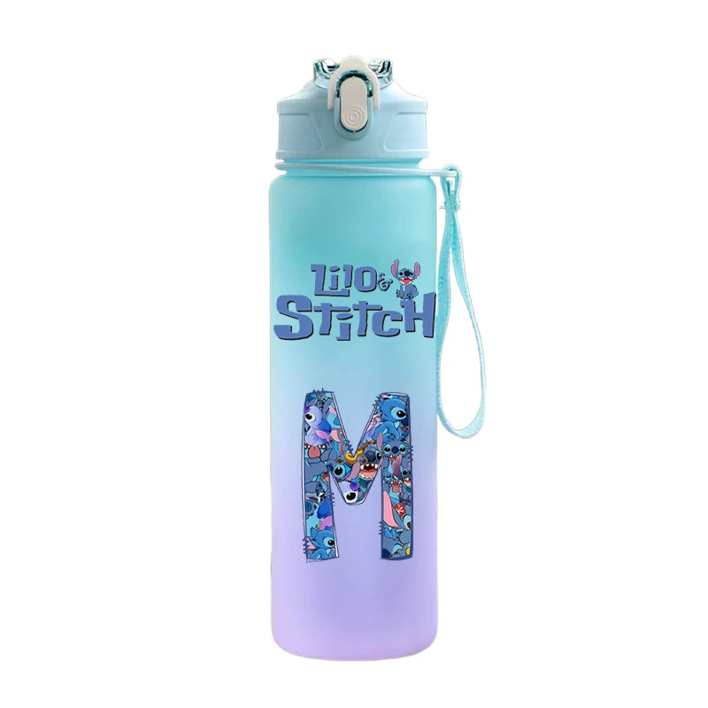 750ML Letter A-Z Print Lilo Stitch Large Capacity Water Bottle