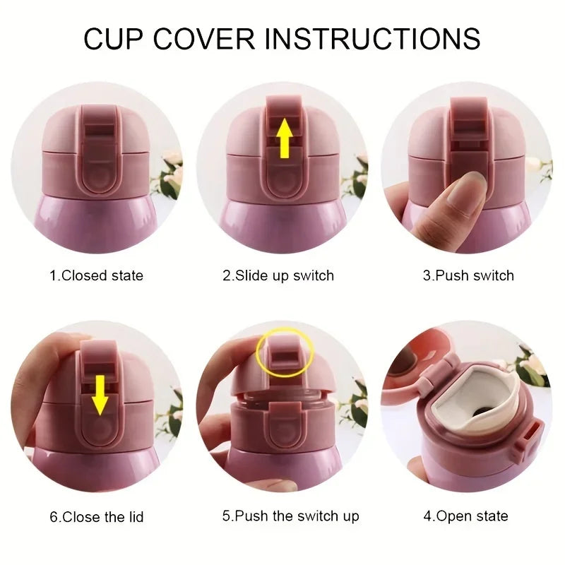 200ML Flip Top Thermos – One Touch Stainless Steel Thermal Mug