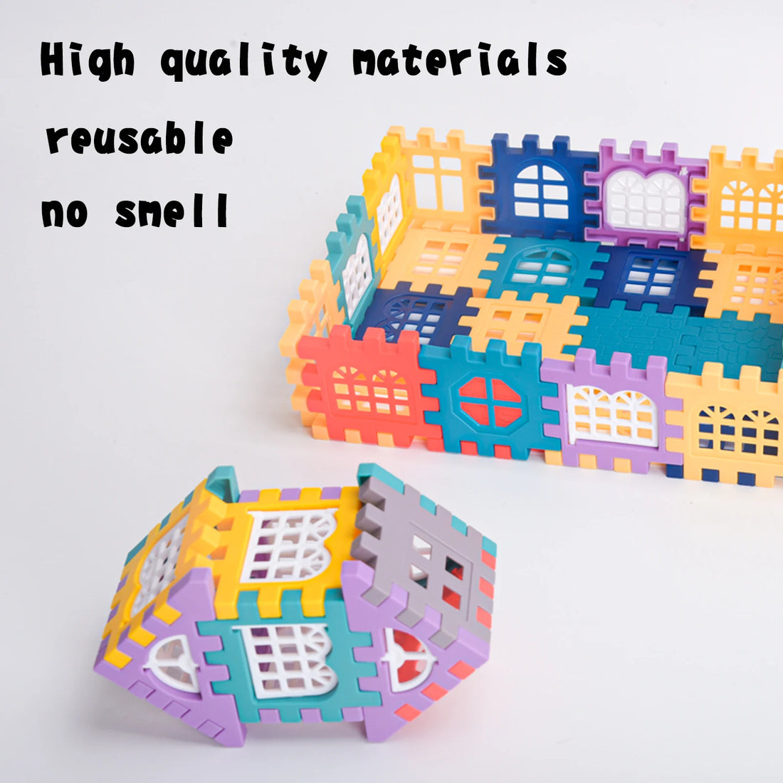 House Building Blocks – Creative Construction Set with Window Design for Kids