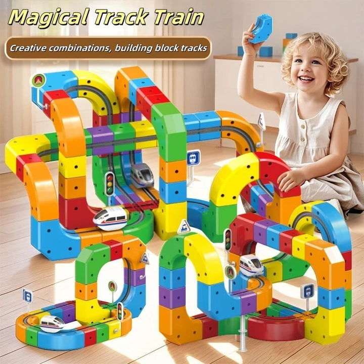 51PCS Magical Track Train – USB Rechargeable 3D Building Track Cube | STEM Educational Toy Gift