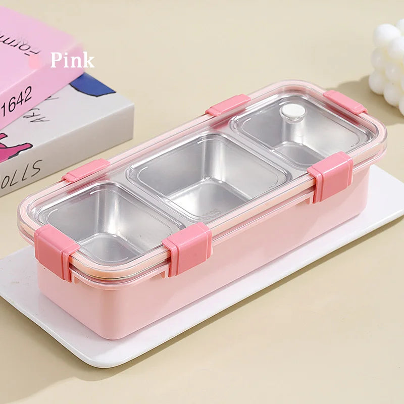 2/3 Compartment Lunch Box Stainless Steel Bento Box with Soup Bowl