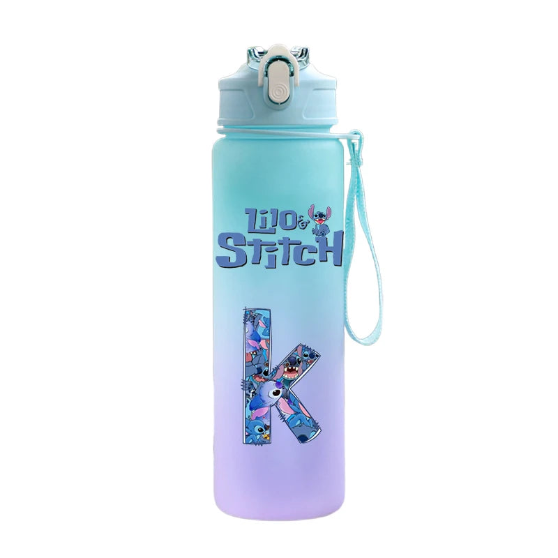 750ML Letter A-Z Print Lilo Stitch Large Capacity Water Bottle