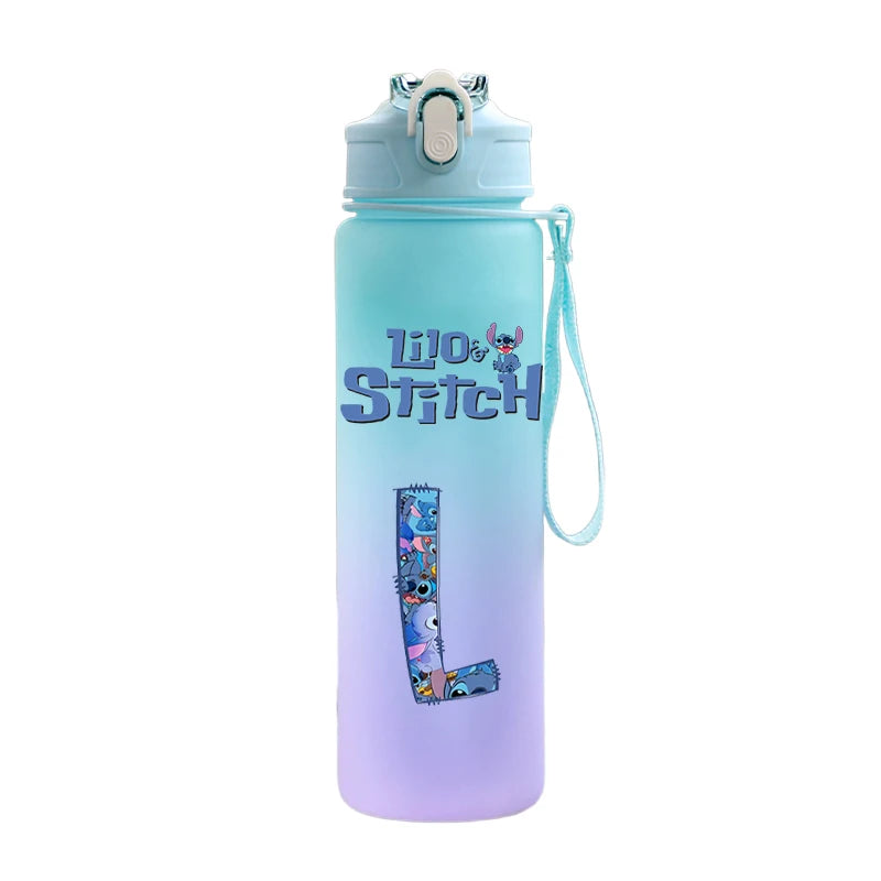 750ML Letter A-Z Print Lilo Stitch Large Capacity Water Bottle