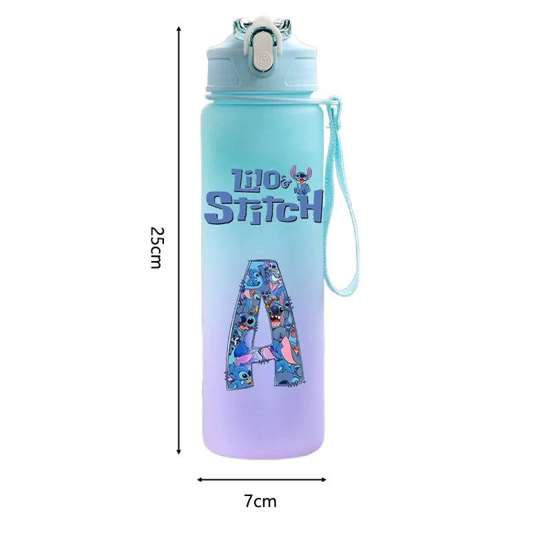 750ML Letter A-Z Print Lilo Stitch Large Capacity Water Bottle