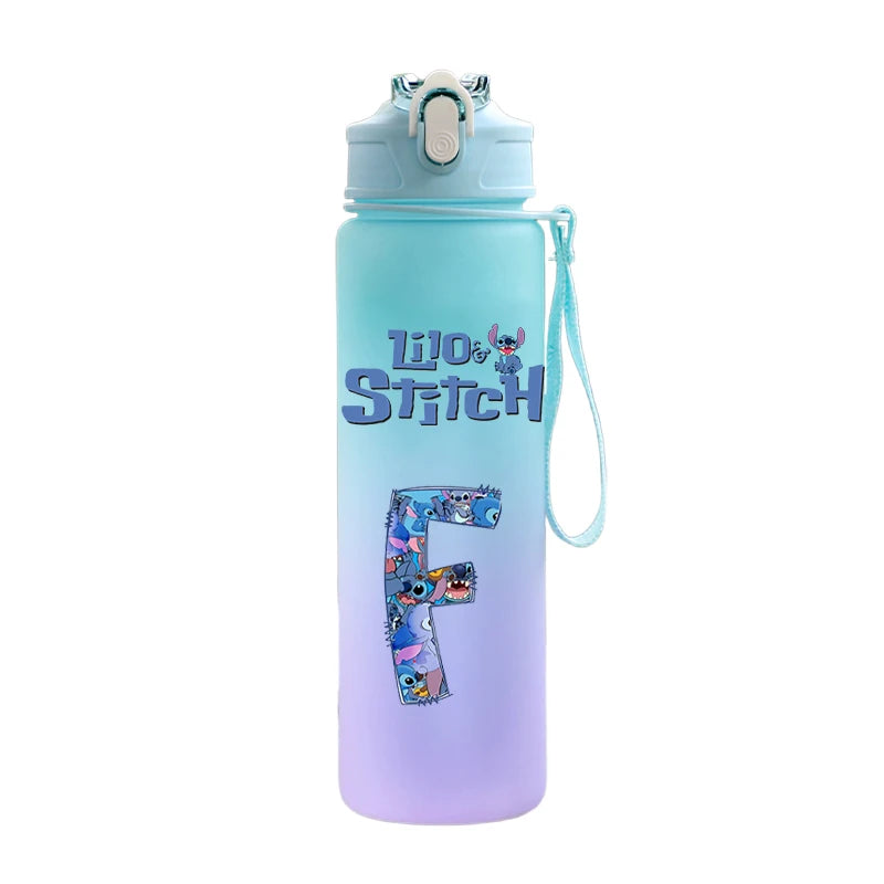 750ML Letter A-Z Print Lilo Stitch Large Capacity Water Bottle