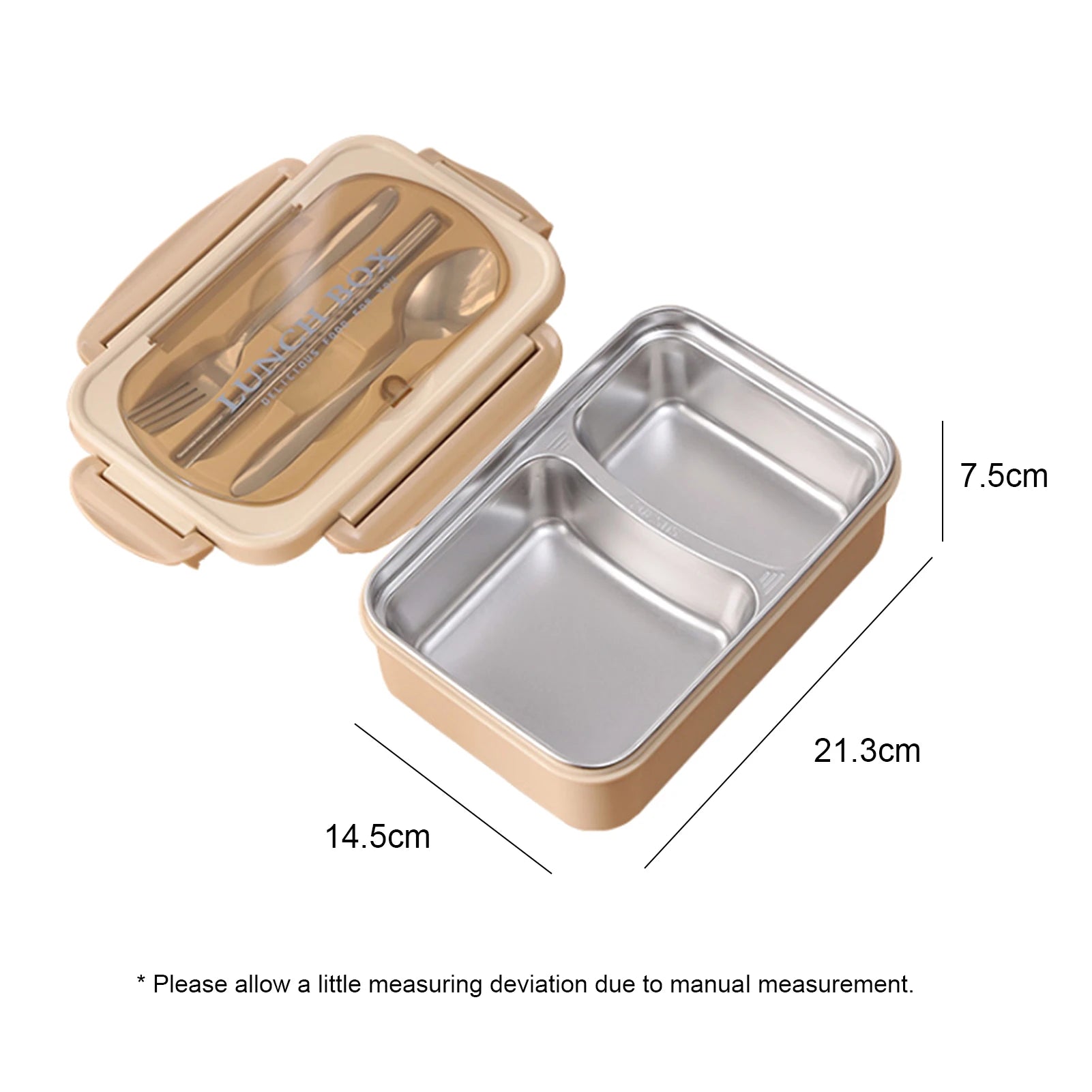 Portable Lunch Box 304 Stainless Steel Leakproof Divided lunch box with Spoon and Chopsticks