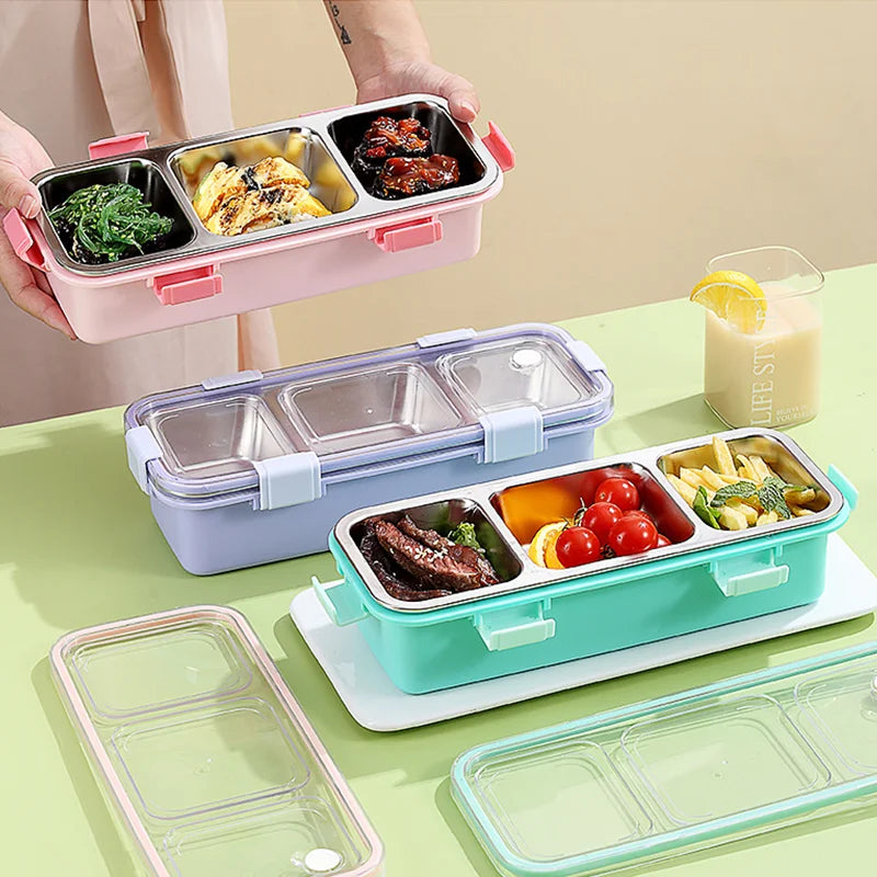 2/3 Compartment Lunch Box Stainless Steel Bento Box with Soup Bowl