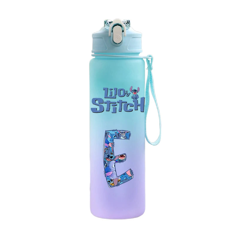 750ML Letter A-Z Print Lilo Stitch Large Capacity Water Bottle