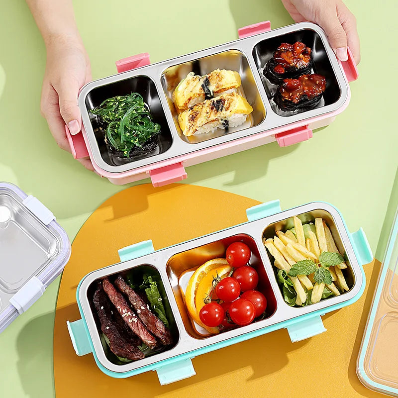 2/3 Compartment Lunch Box Stainless Steel Bento Box with Soup Bowl