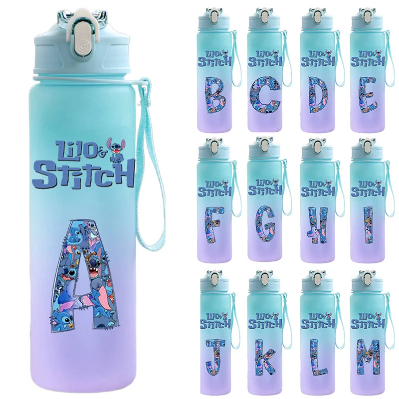 750ML Letter A-Z Print Lilo Stitch Large Capacity Water Bottle