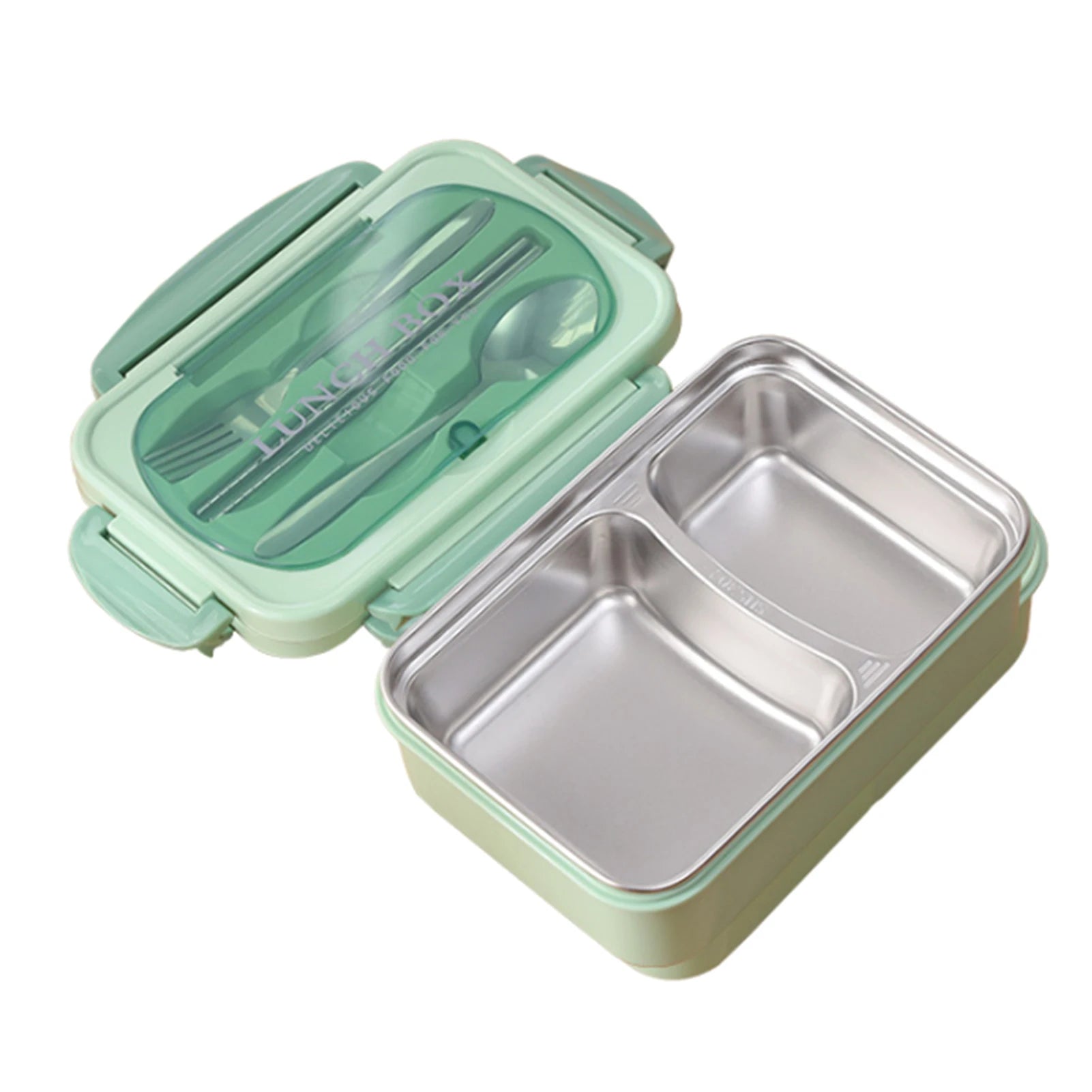 Portable Lunch Box 304 Stainless Steel Leakproof Divided lunch box with Spoon and Chopsticks