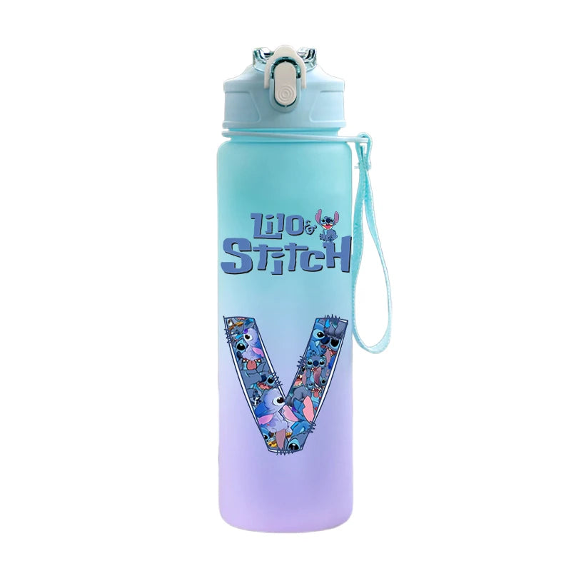 750ML Letter A-Z Print Lilo Stitch Large Capacity Water Bottle