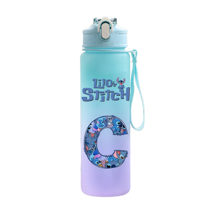 750ML Letter A-Z Print Lilo Stitch Large Capacity Water Bottle