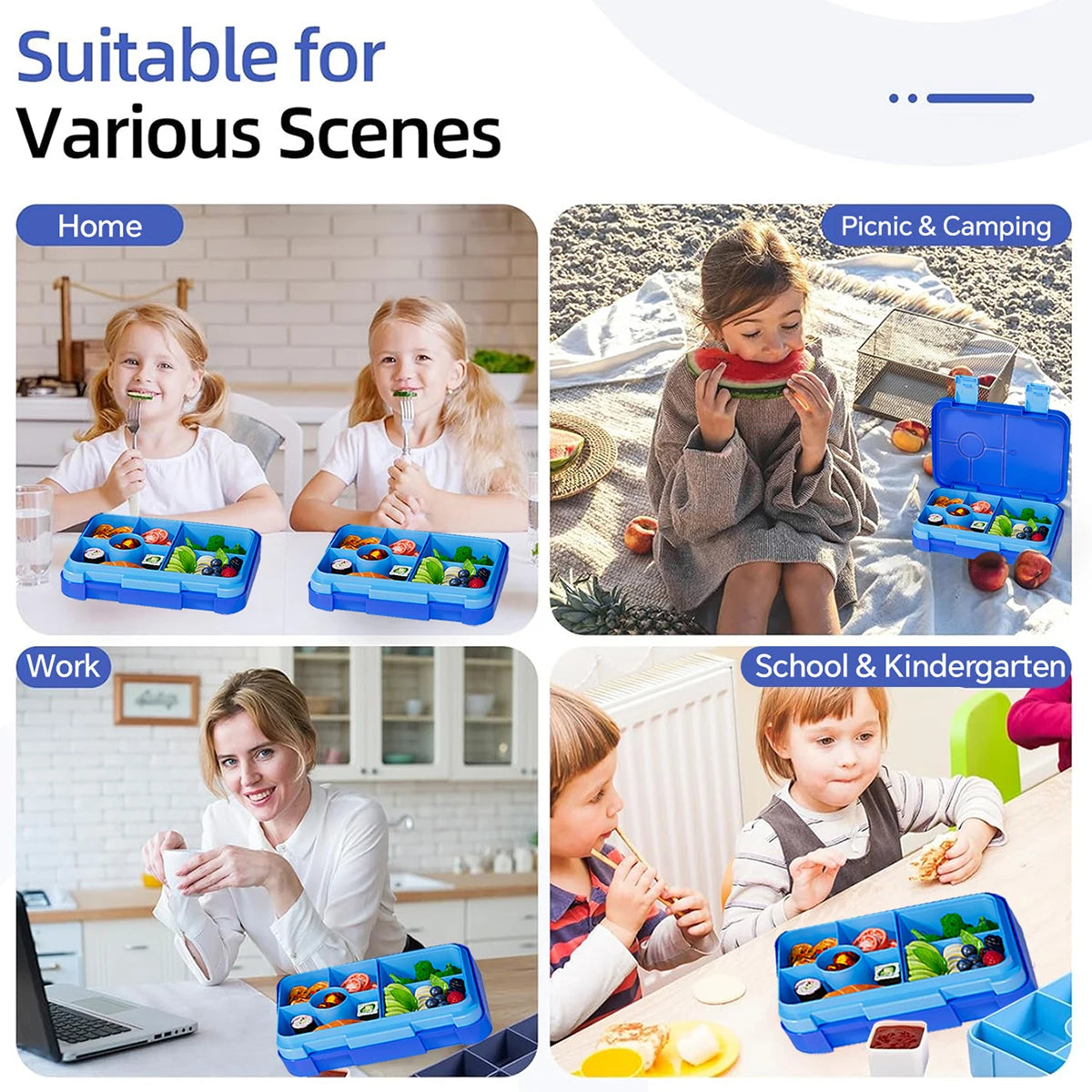 1100ml Cartoon Printed Leakproof Lunch Box Microwavable Bento Box