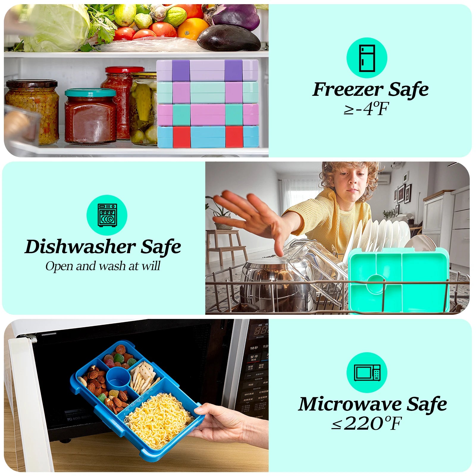 1100ml Cartoon Printed Leakproof Lunch Box Microwavable Bento Box