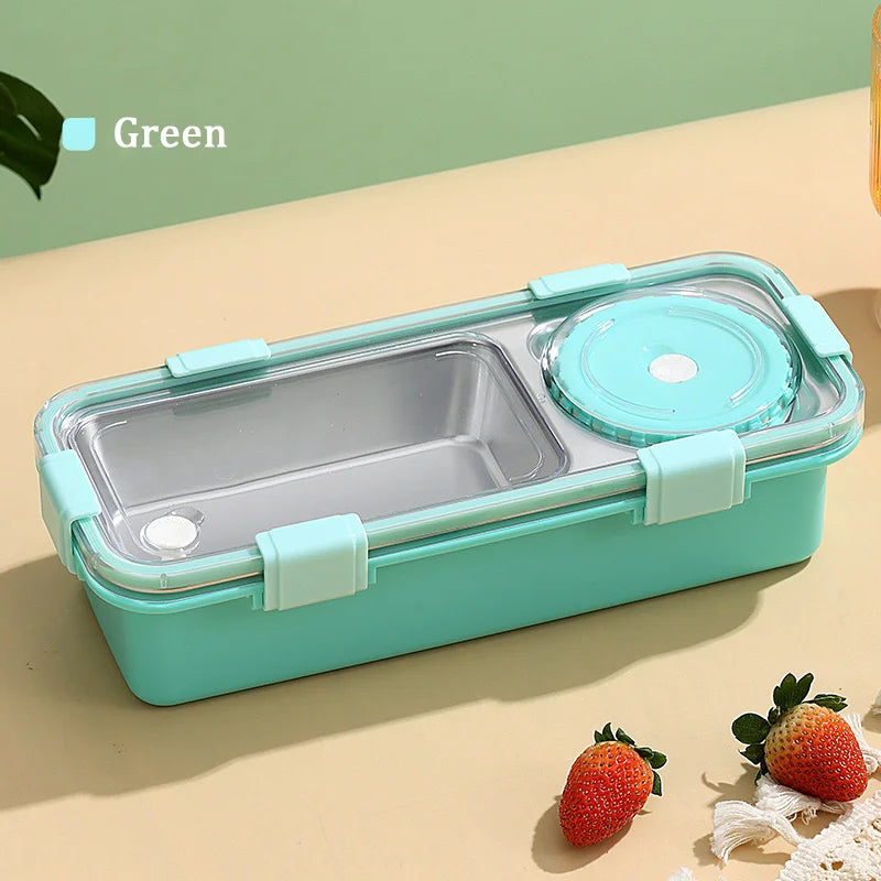 2/3 Compartment Lunch Box Stainless Steel Bento Box with Soup Bowl