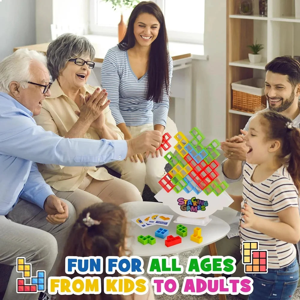 Stack, Balance & Play: Tetra Tower Building Block Game for Kids & Adults - 48 Pieces