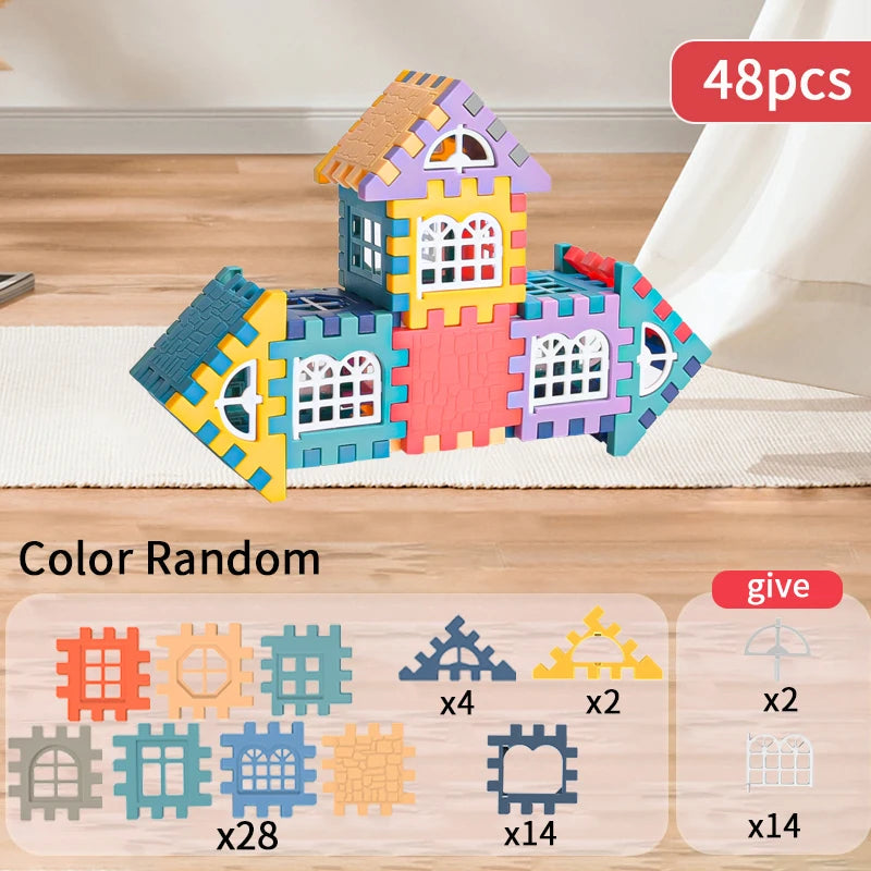 House Building Blocks – Creative Construction Set with Window Design for Kids