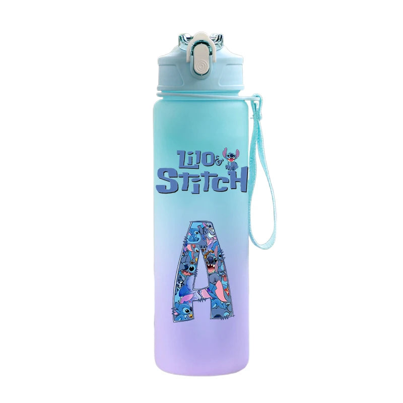 750ML Letter A-Z Print Lilo Stitch Large Capacity Water Bottle
