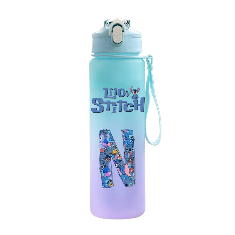 750ML Letter A-Z Print Lilo Stitch Large Capacity Water Bottle