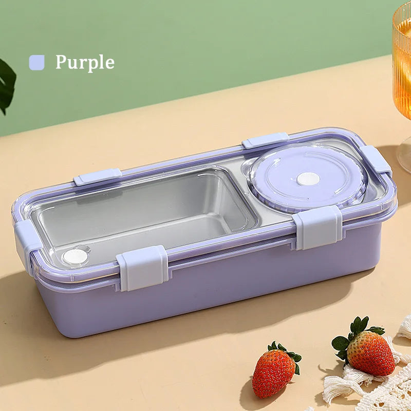 2/3 Compartment Lunch Box Stainless Steel Bento Box with Soup Bowl