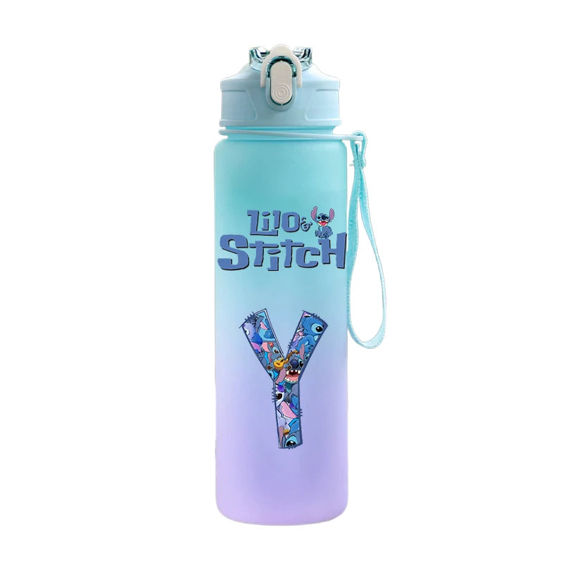 750ML Letter A-Z Print Lilo Stitch Large Capacity Water Bottle