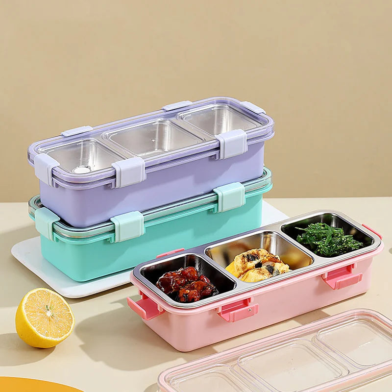 2/3 Compartment Lunch Box Stainless Steel Bento Box with Soup Bowl