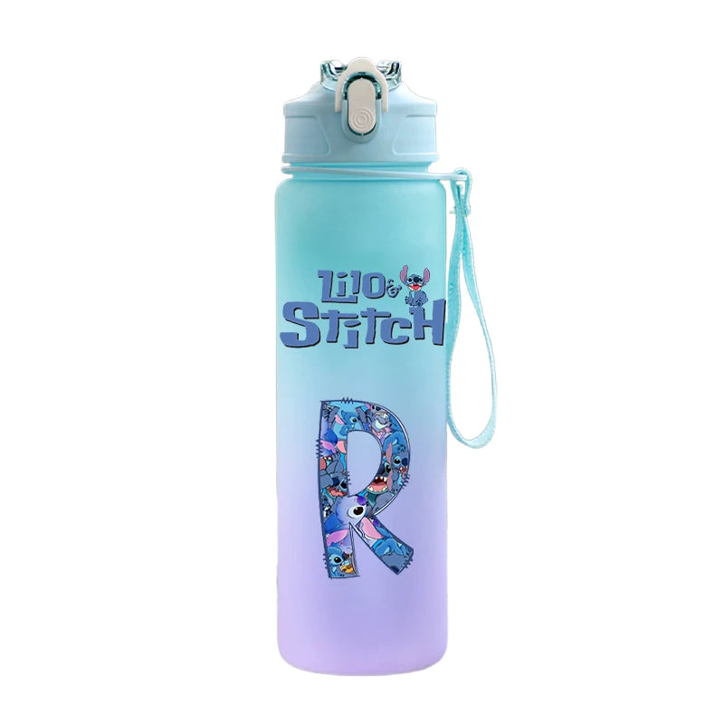 750ML Letter A-Z Print Lilo Stitch Large Capacity Water Bottle