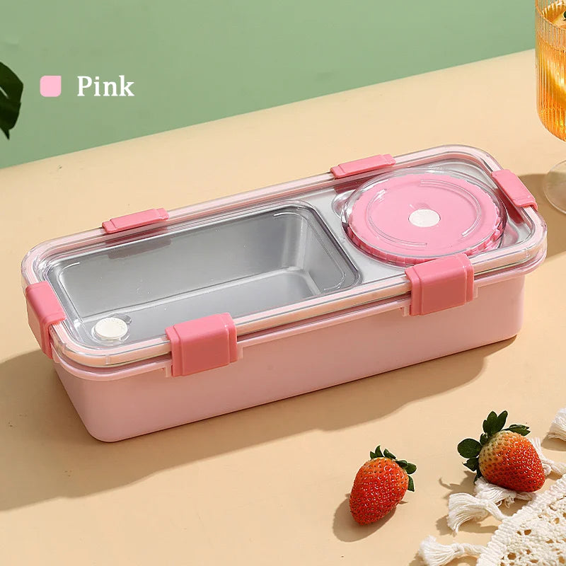 2/3 Compartment Lunch Box Stainless Steel Bento Box with Soup Bowl