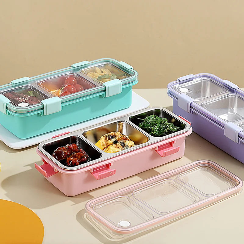 2/3 Compartment Lunch Box Stainless Steel Bento Box with Soup Bowl