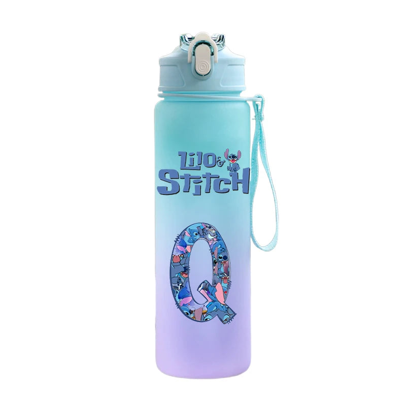 750ML Letter A-Z Print Lilo Stitch Large Capacity Water Bottle