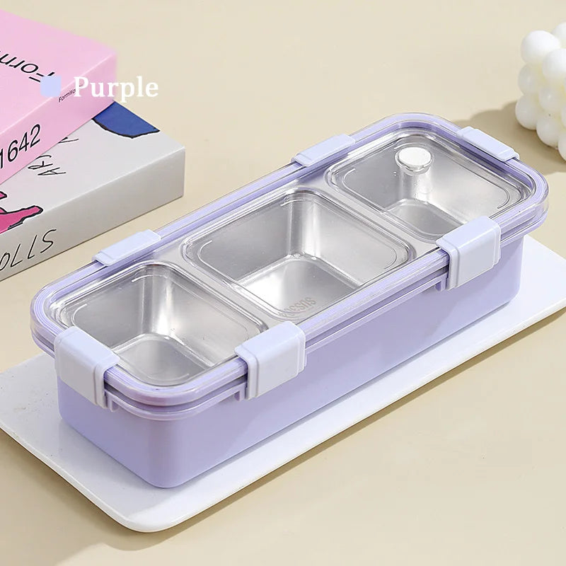 2/3 Compartment Lunch Box Stainless Steel Bento Box with Soup Bowl
