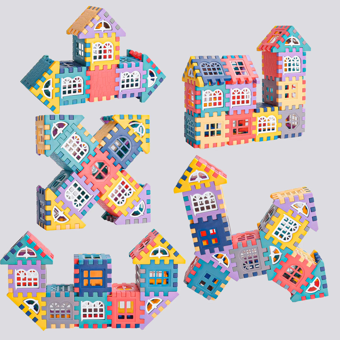 House Building Blocks – Creative Construction Set with Window Design for Kids