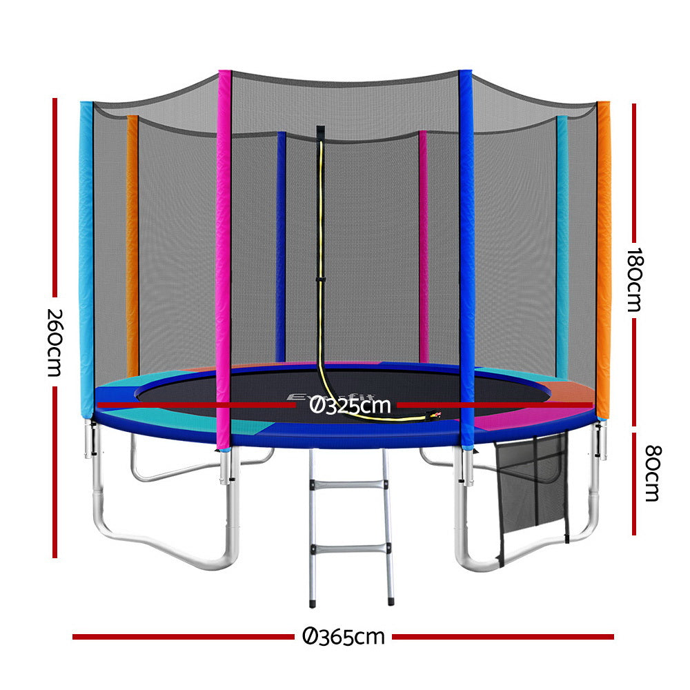 Everfit Trampoline for Kids 12FT with Ladder Enclosure Safety Net Pad Gift Round