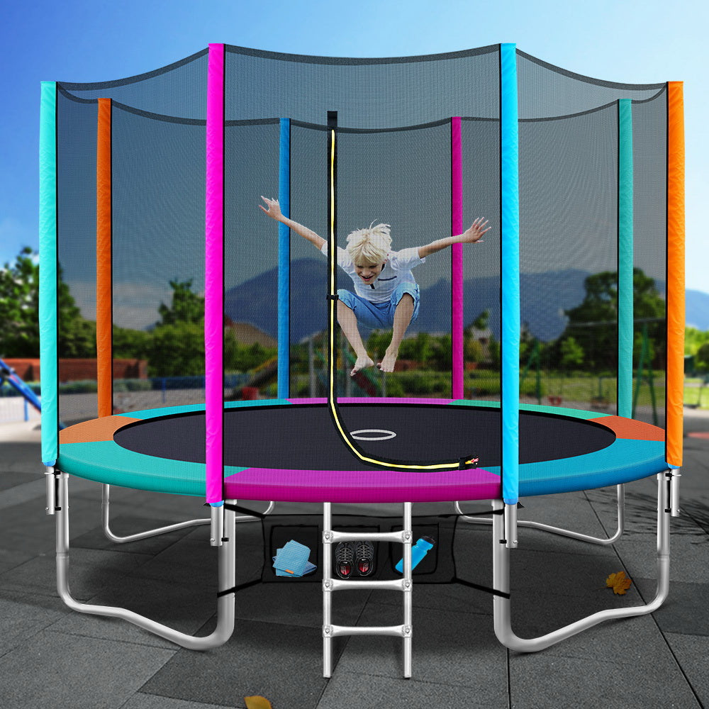 Everfit Trampoline for Kids 12FT with Ladder Enclosure Safety Net Pad Gift Round