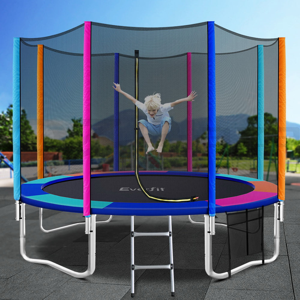 Everfit Trampoline for Kids 12FT with Ladder Enclosure Safety Net Pad Gift Round